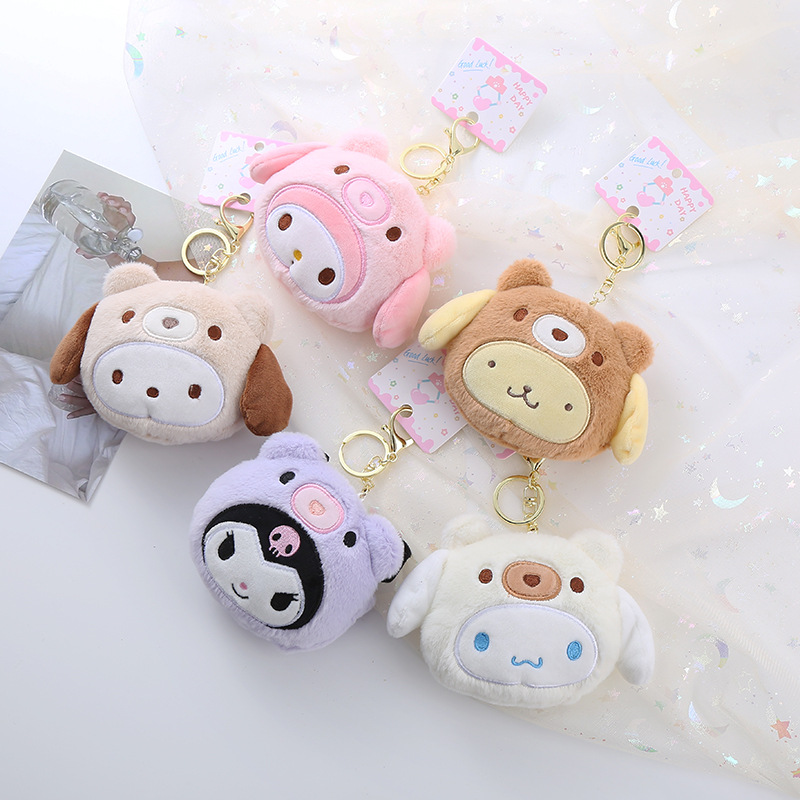 Kawaii Tech Accessories - Monedero de peluche Sanrio Kuromi, llavero,