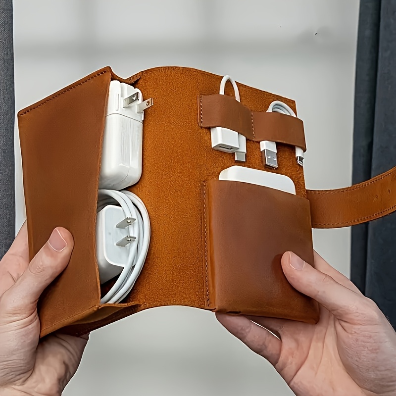 Tech Accessories For Laptop - Organizador multicompartimentos de cuero PU, funda
