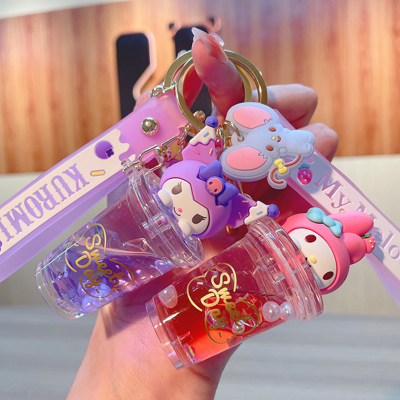 Kawaii Tech Accessories - Llavero de arena movediza Sanrio Kuromi